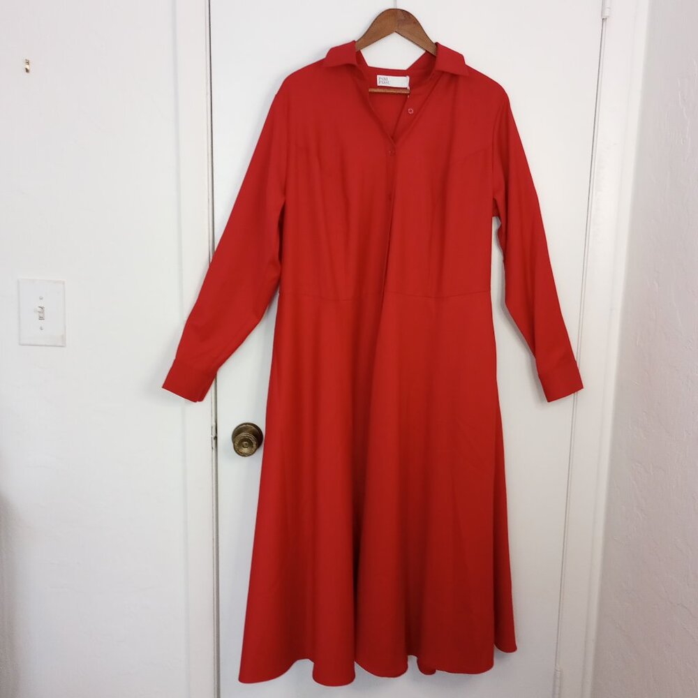 Pari Passu Scarlet Tace Wool Shirtdress